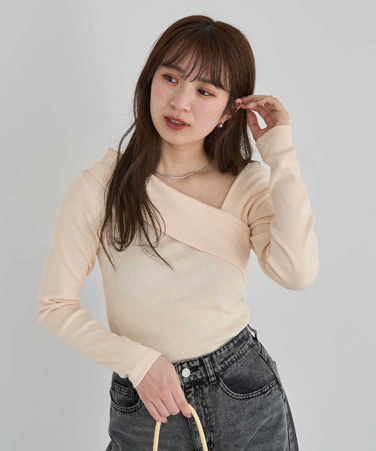 Green Parks「・swing by クロスネックプルオーバー」|Tシャツ・カットソー|