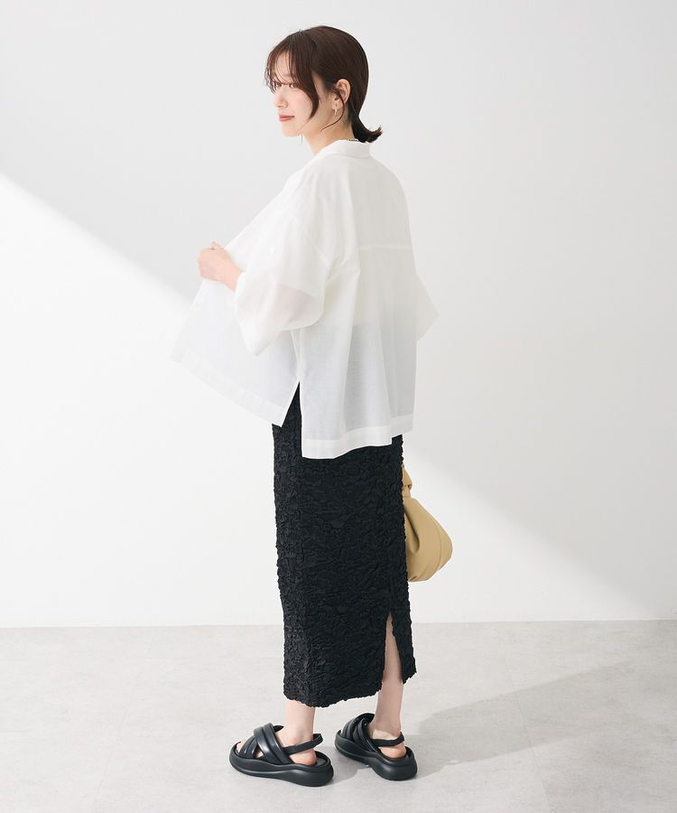 Green Parks「綿麻混５分袖ターンバックシャツ」|シャツ・ブラウス|