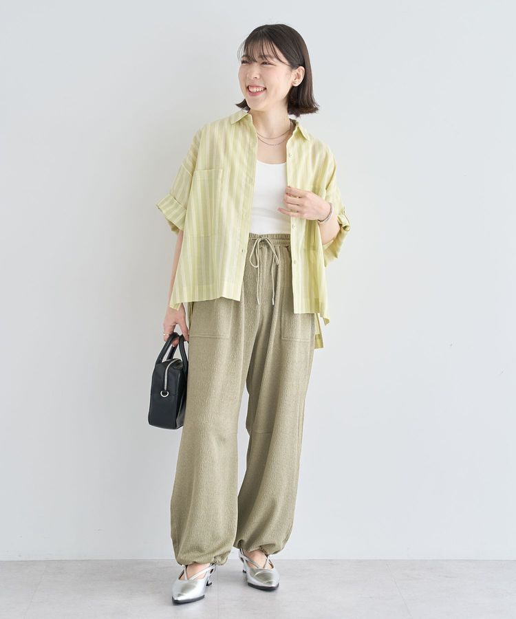 Green Parks「綿麻混５分袖ターンバックシャツ」|シャツ・ブラウス|