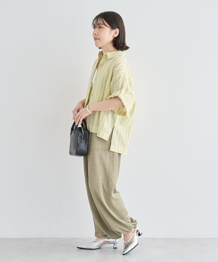 Green Parks「綿麻混５分袖ターンバックシャツ」|シャツ・ブラウス|