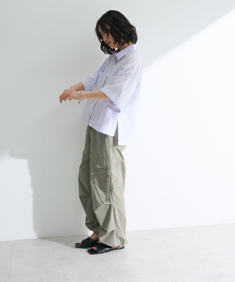 Green Parks「綿麻混５分袖ターンバックシャツ」|シャツ・ブラウス|