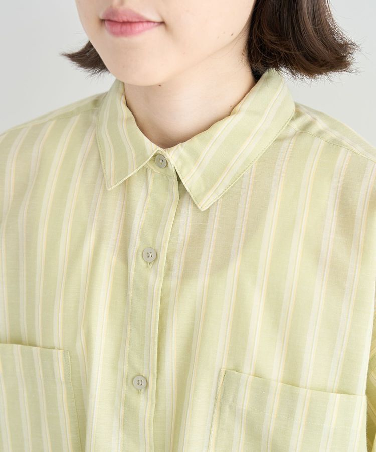 Green Parks「綿麻混５分袖ターンバックシャツ」|シャツ・ブラウス|