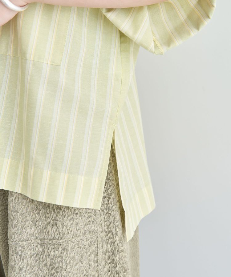 Green Parks「綿麻混５分袖ターンバックシャツ」|シャツ・ブラウス|