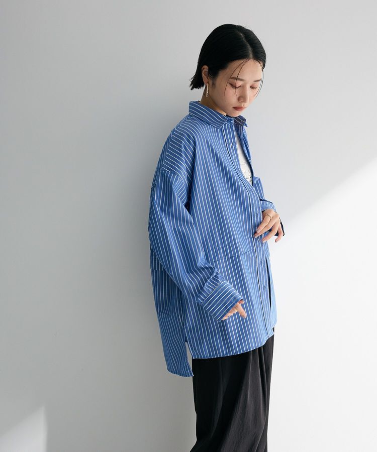 Green Parks「ラメストライプタックシャツチュニック」|シャツ・ブラウス|