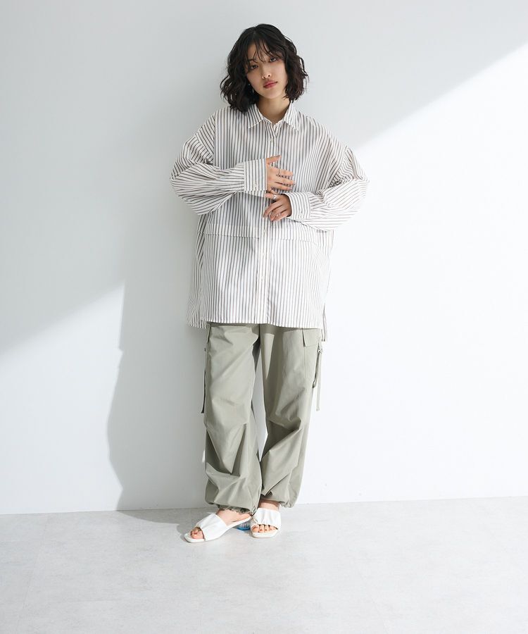 Green Parks「ラメストライプタックシャツチュニック」|シャツ・ブラウス|