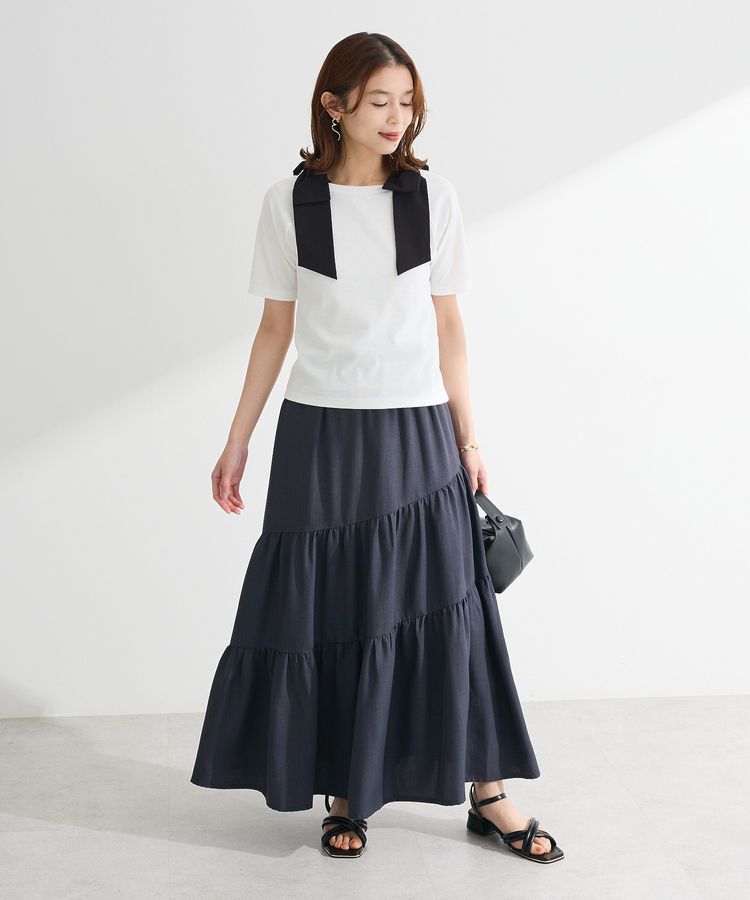 Green Parks「・swing by ショルダーリボンリブカットソー」|Tシャツ・カットソー|