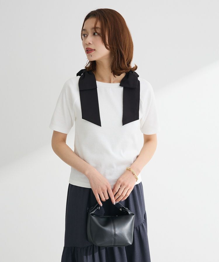 Green Parks「・swing by ショルダーリボンリブカットソー」|Tシャツ・カットソー|