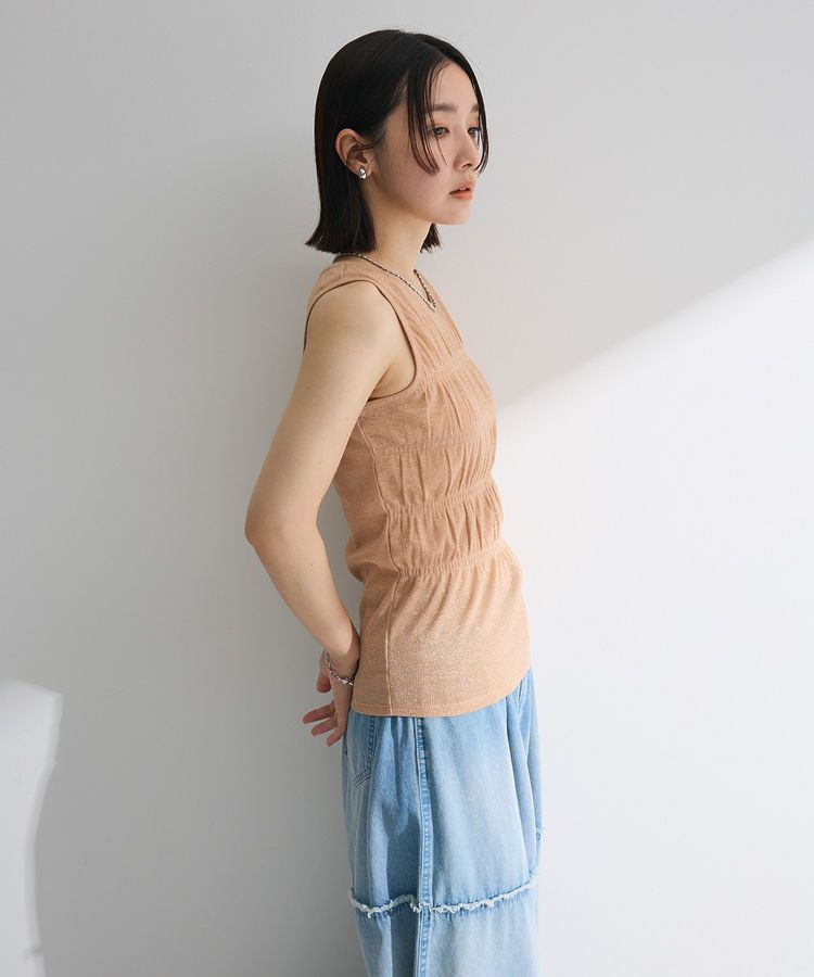 Green Parks「・Petit Fleur シャーリングラメタンクトップ」|キャミソール|