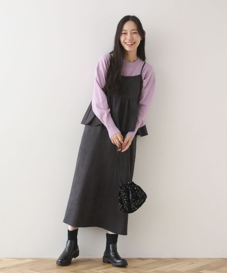 Green Parks「スウェードポンチペプラムキャミワンピース」|ワンピース|