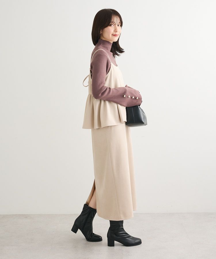 Green Parks「スウェードポンチペプラムキャミワンピース」|ワンピース|