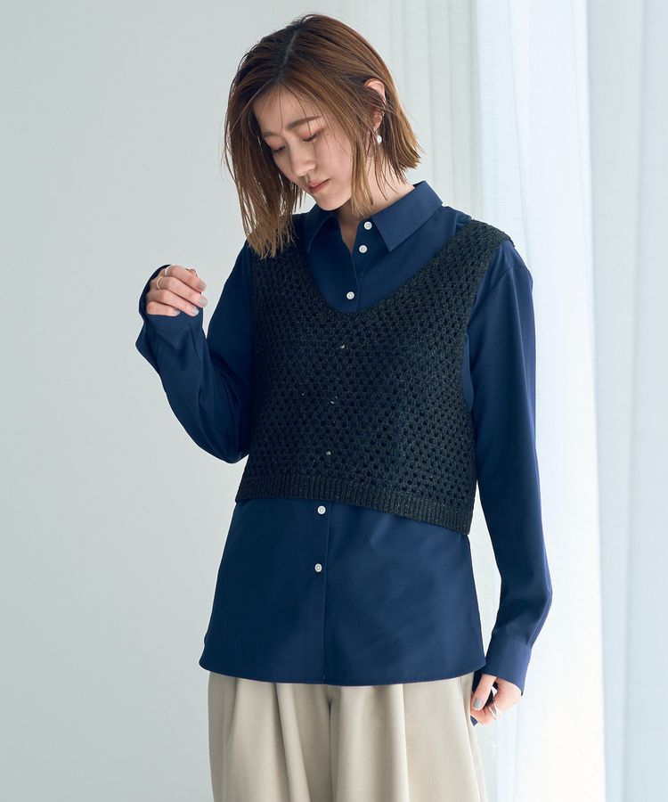 Editt by YECCA VECCA「【2点SET】メッシュベストSETシャツ」|シャツ・ブラウス|