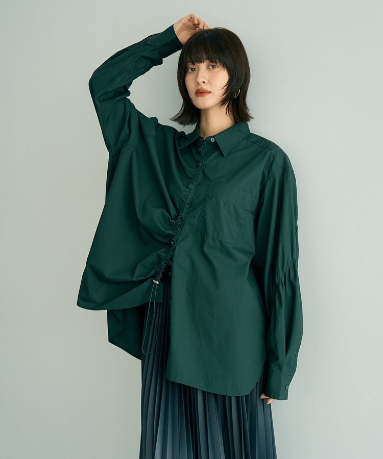 Editt by YECCA VECCA「ドロストデザインギャザーシャツ」|シャツ・ブラウス|Green