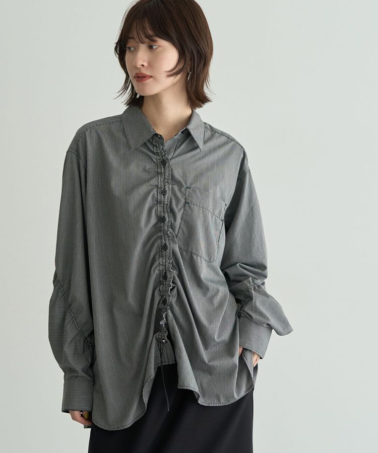 Editt by YECCA VECCA「ドロストデザインギャザーシャツ」|シャツ・ブラウス|Stripe