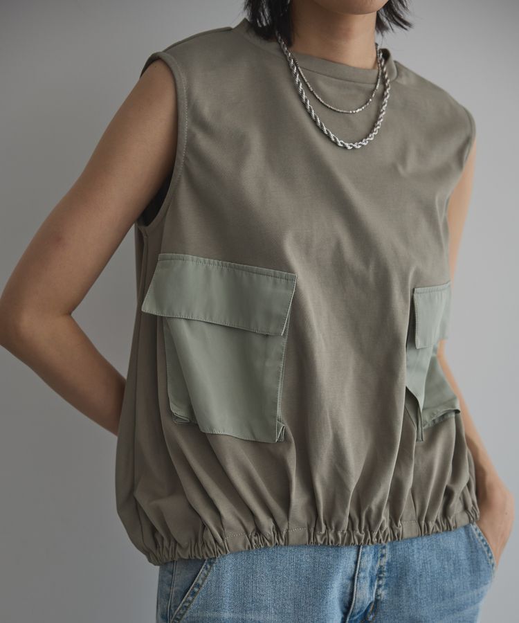 GARAGE OF GOOD CLOTHING「ポケット付ギャザープルオーバー」|Tシャツ・カットソー|Light Gray