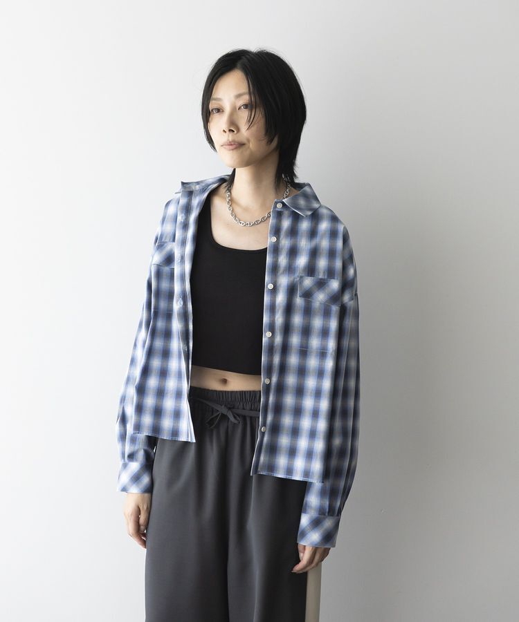 GARAGE OF GOOD CLOTHING「オンブレチェックショート丈シャツ」|シャツ・ブラウス|