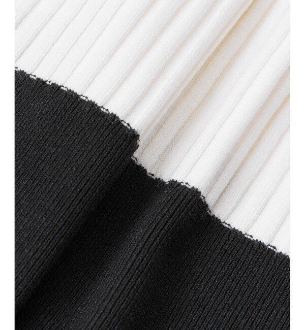 LOULOU WILLOUGHBY「【LOULOU WILLOUGHBY】バイカラーキーネック5分袖カーディガン」|カーディガン|