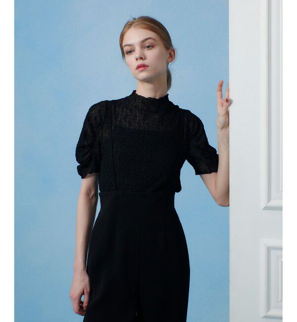 LOULOU WILLOUGHBY「【LOULOU WILLOUGHBY】シアーレーシーパフプルオーバー」|Tシャツ・カットソー|ブラック