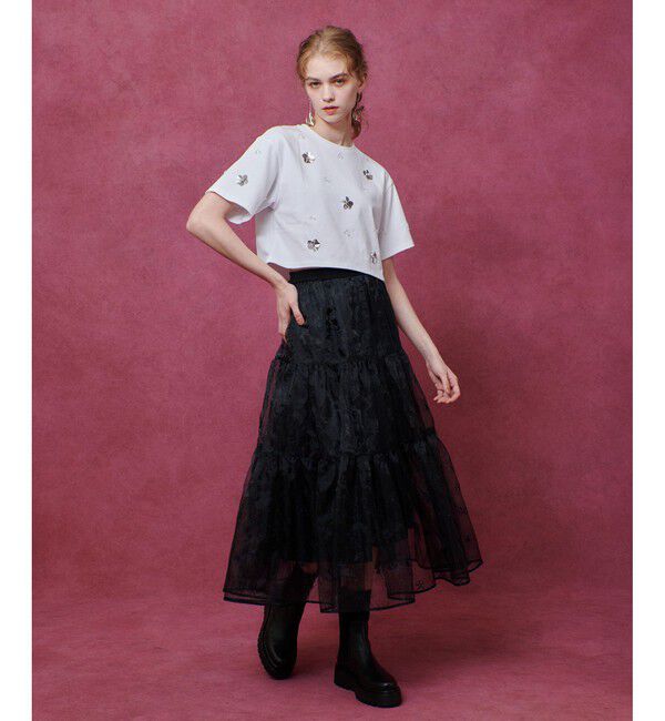 LOULOU WILLOUGHBY「【LOULOU WILLOUGHBY】スパンコールＴシャツ」|Tシャツ・カットソー|