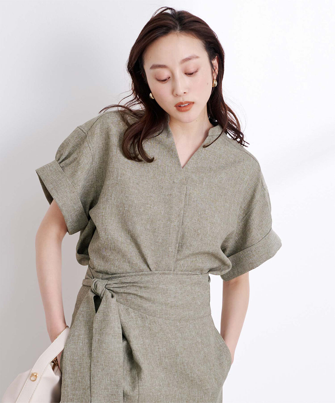 ur's「リネンライクワイドスリーブスキッパーシャツ」|シャツ・ブラウス|サンドベージュ