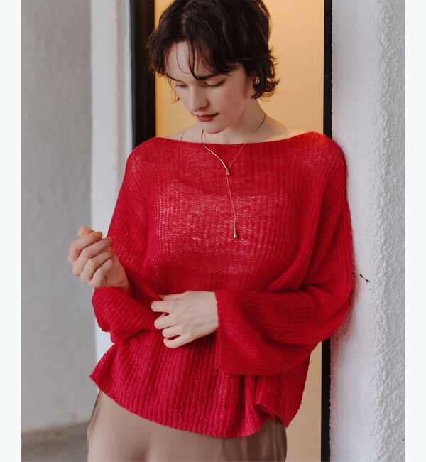 titivate「モヘアタッチローゲージニット」|ニット・セーター|レッド