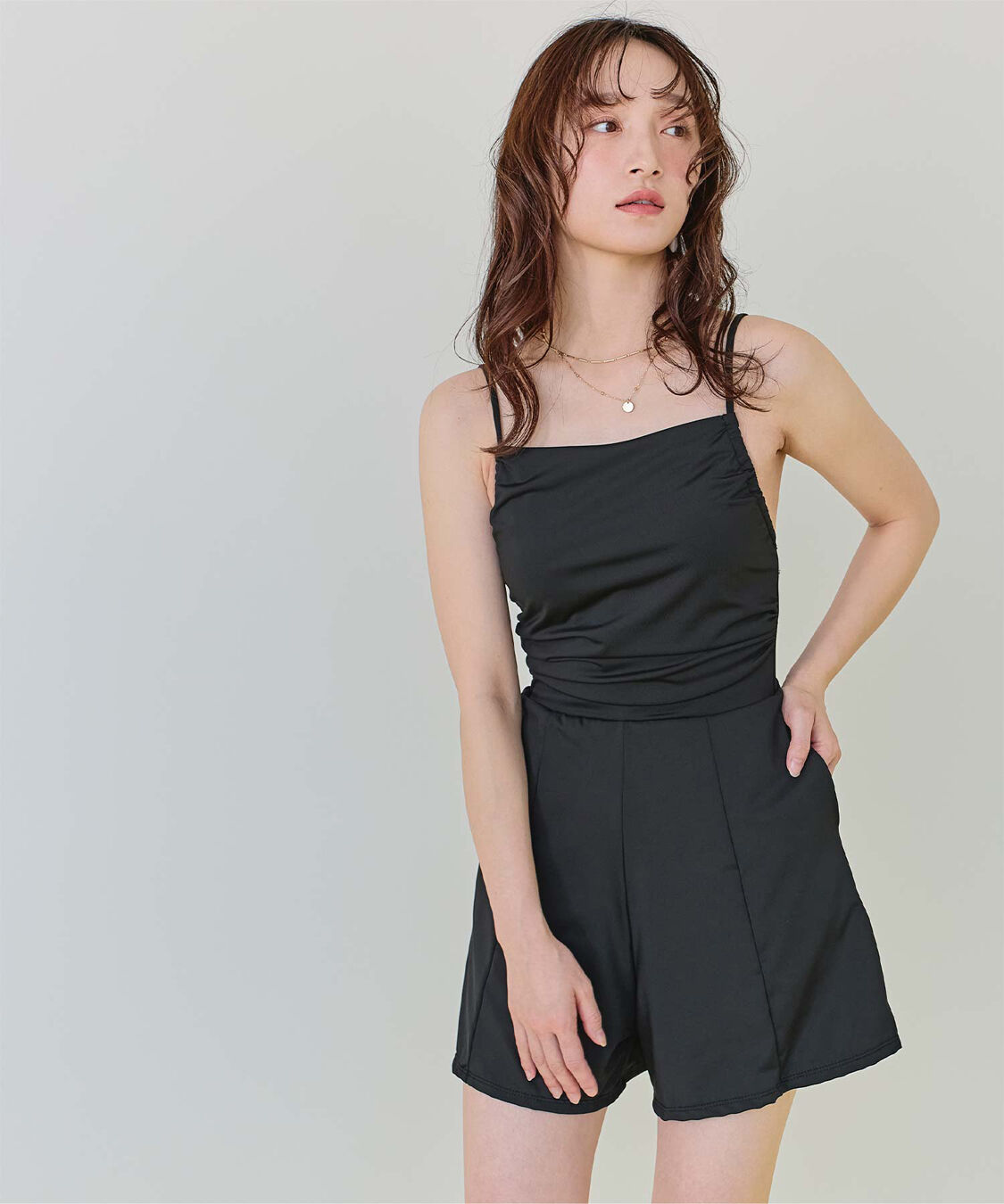 SEA DRESS「ｻｲﾄﾞｷﾞｬｻﾞｰｵｰﾙｲﾝﾜﾝ/ﾜﾝﾋﾟｰｽ水着」|コンビネゾン|ブラック