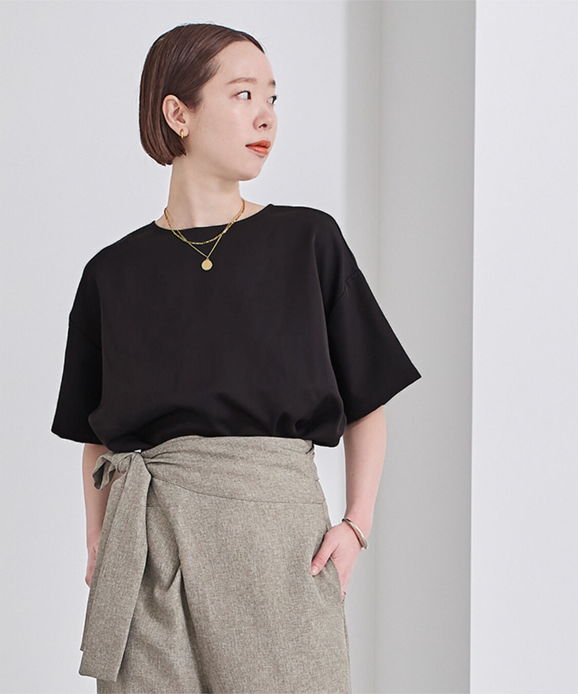 ur's「クルーネックワイドトップス」|Tシャツ・カットソー|ブラック