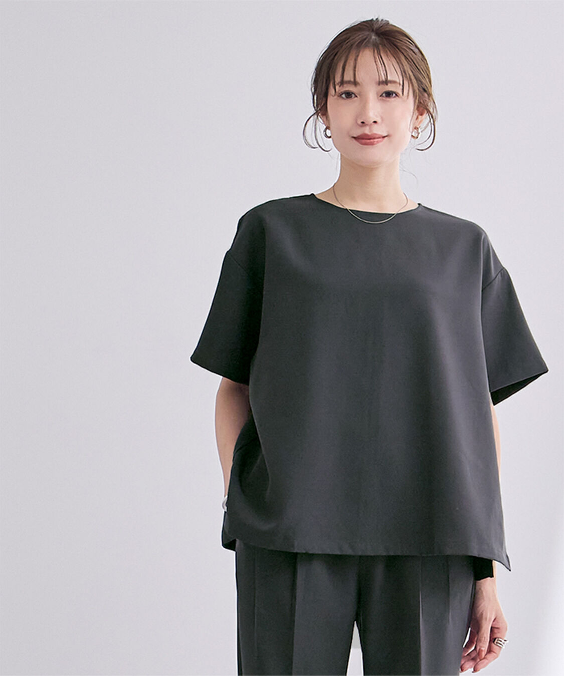 ur's「クルーネックワイドトップス」|Tシャツ・カットソー|チャコール