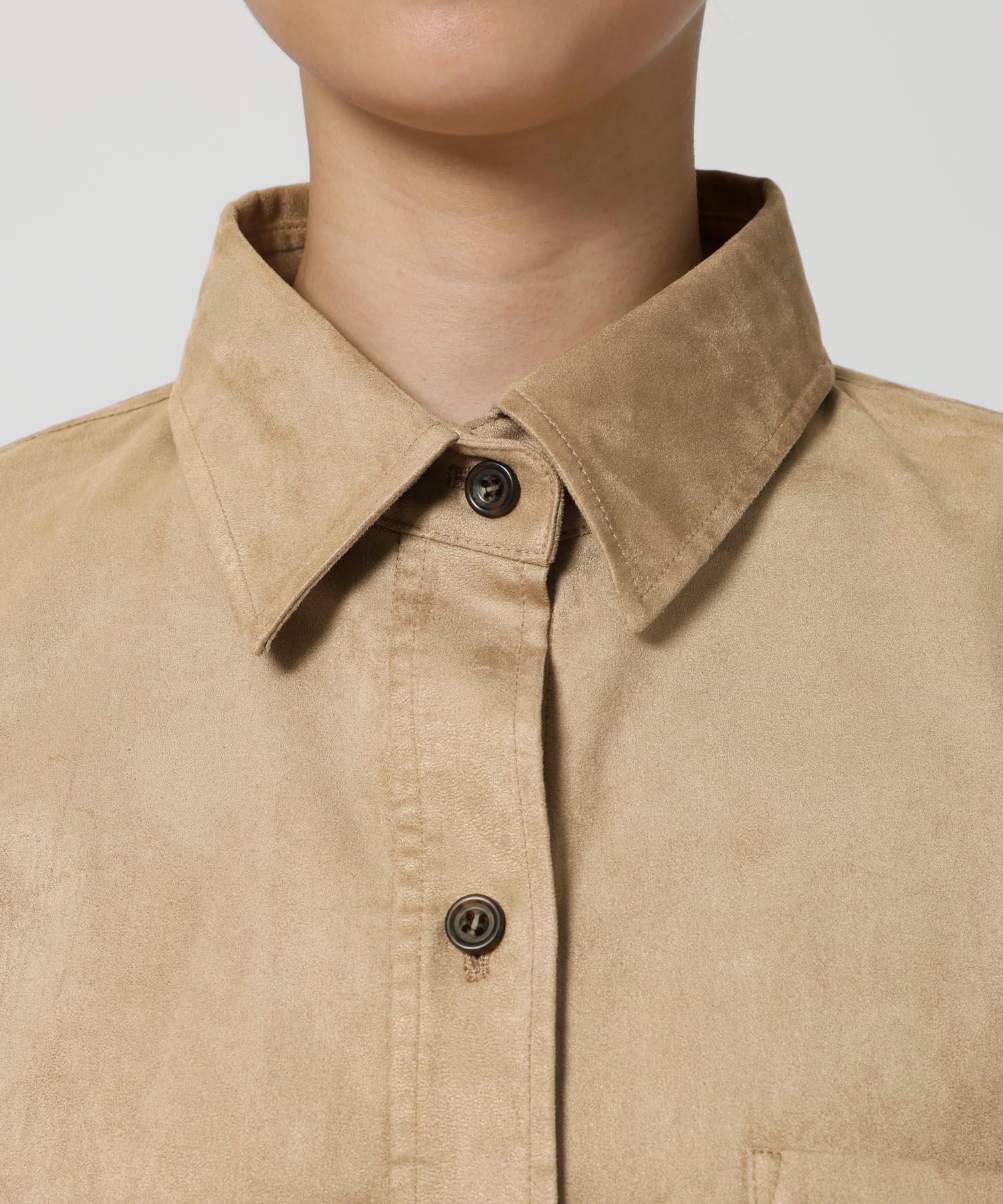 BABYLONE「フェイクスエードオーバーシャツ」|シャツ・ブラウス|