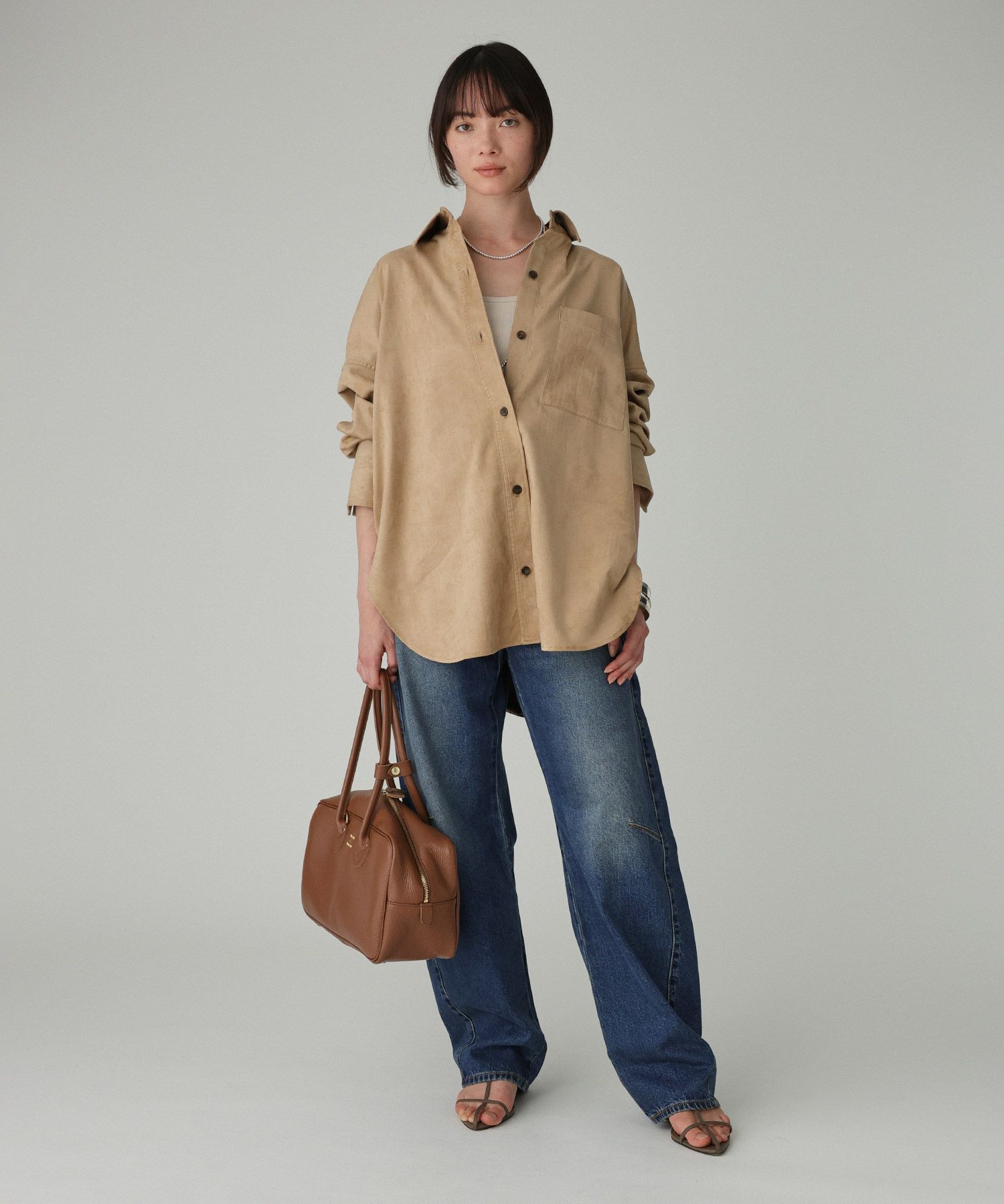 BABYLONE「フェイクスエードオーバーシャツ」|シャツ・ブラウス|