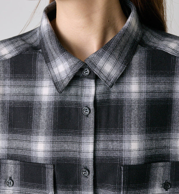  「【Du noir】オンブレチェックWポケットオーバーシャツ」|シャツ・ブラウス|