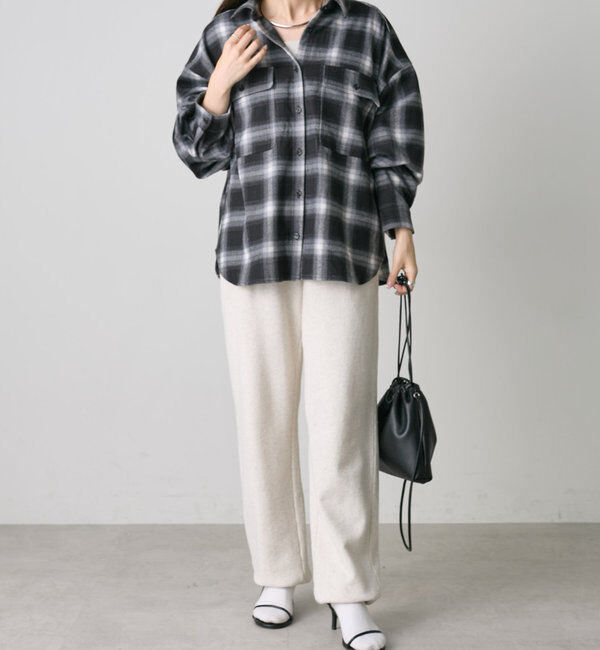  「【Du noir】オンブレチェックWポケットオーバーシャツ」|シャツ・ブラウス|
