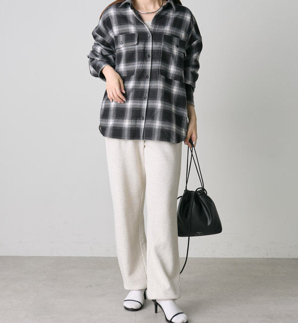  「【Du noir】オンブレチェックWポケットオーバーシャツ」|シャツ・ブラウス|