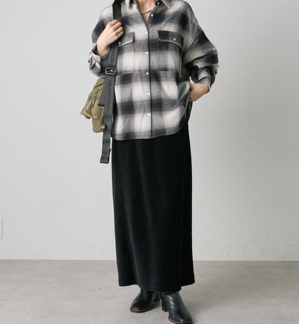  「【Du noir】オンブレチェックWポケットオーバーシャツ」|シャツ・ブラウス|