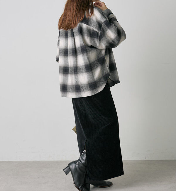  「【Du noir】オンブレチェックWポケットオーバーシャツ」|シャツ・ブラウス|