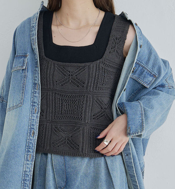  「すかし編みニットビスチェ」|ニット・セーター|スミクロ