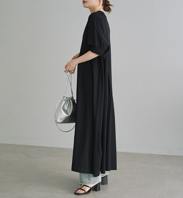  「両面シルケット袖リブワンピース」|ワンピース|
