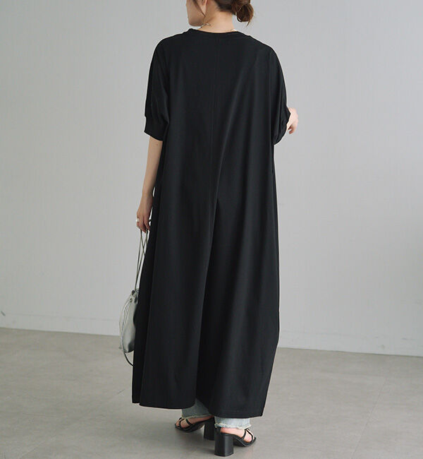  「両面シルケット袖リブワンピース」|ワンピース|
