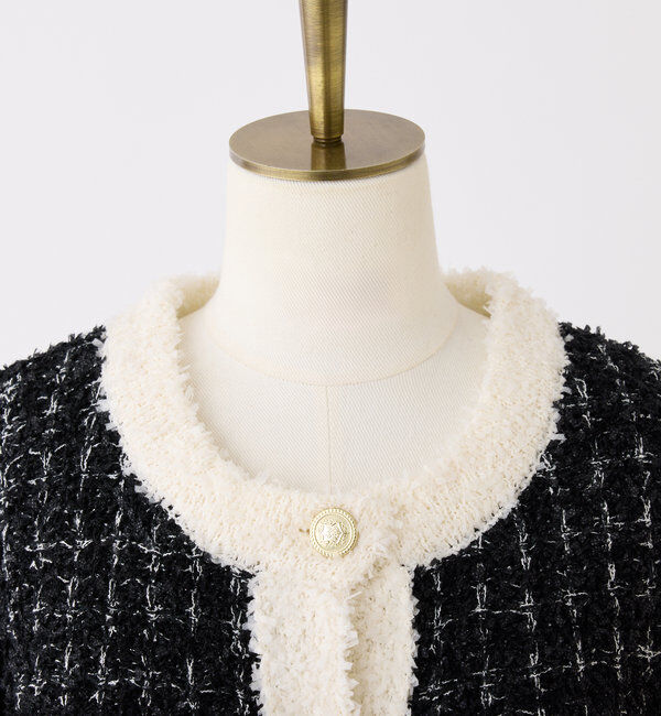  「【ロングシーズン使える！】ツイードニットジャケット」|ニット・セーター|