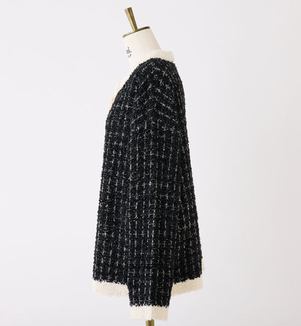  「【ロングシーズン使える！】ツイードニットジャケット」|ニット・セーター|