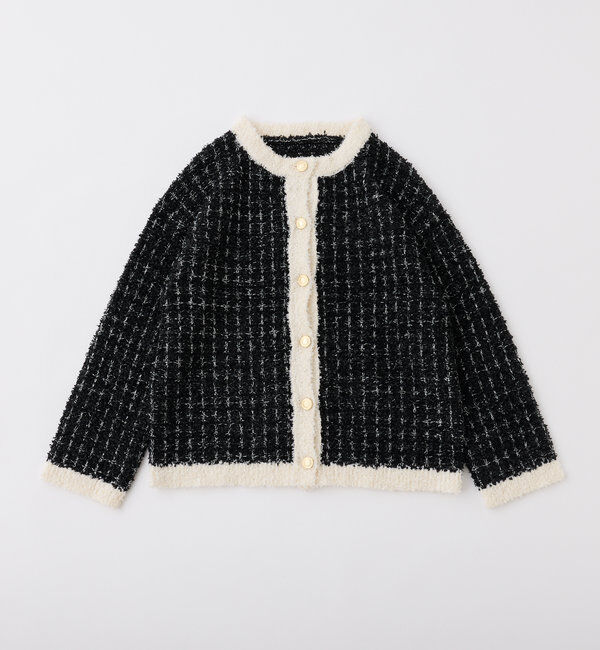  「【ロングシーズン使える！】ツイードニットジャケット」|ニット・セーター|