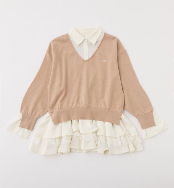  「ニットドッキングチュニックシャツワンピ」|ワンピース|