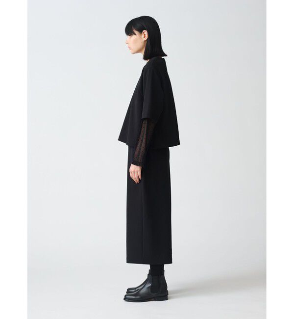 mizuiro ind「mizuiro ind ジョーゼットハーフスリーブクルーネックプルオーバー」|Tシャツ・カットソー|