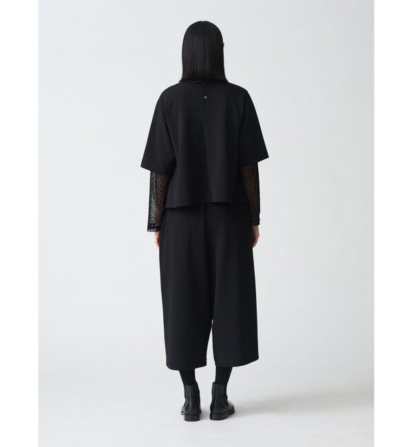 mizuiro ind「mizuiro ind ジョーゼットハーフスリーブクルーネックプルオーバー」|Tシャツ・カットソー|