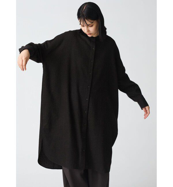 mizuiro ind「mizuiro ind スタンドカラーシャツワンピース」|ワンピース|