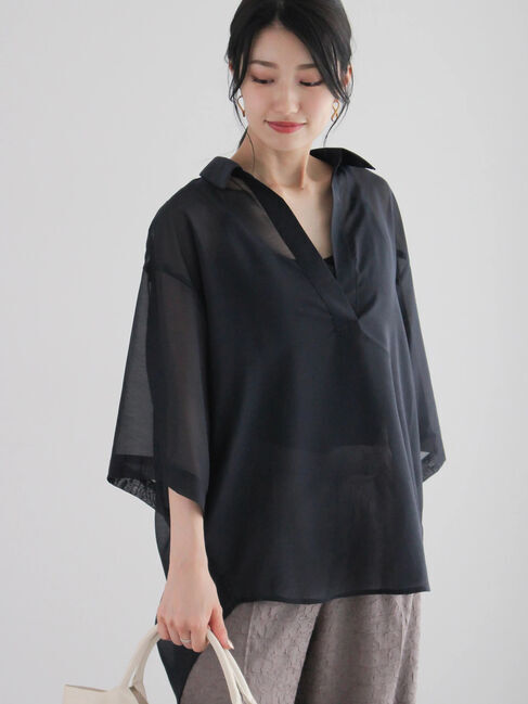 Te chichi「スキッパーシャツ」|シャツ・ブラウス|ネイビー