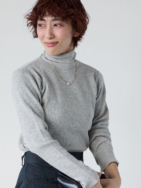 Lugnoncure「もちもちリブタートルニット」|ニット・セーター|グレー