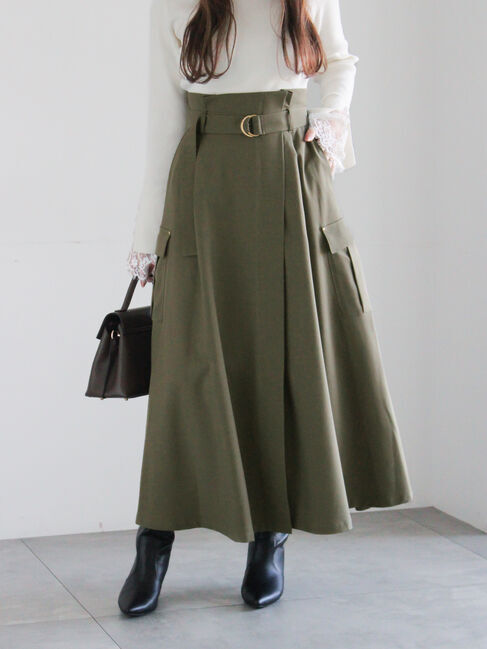 Te chichi「カーゴフレアスカート」|スカート|カーキ