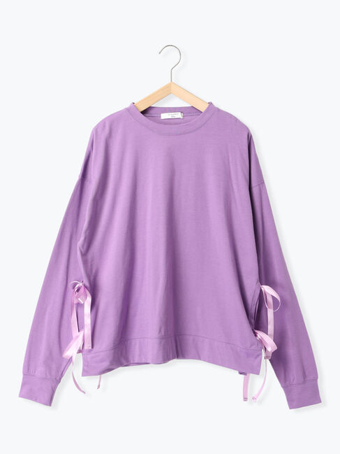 Samansa Mos2 blue「◎サイドリボンロンT」|Tシャツ・カットソー|