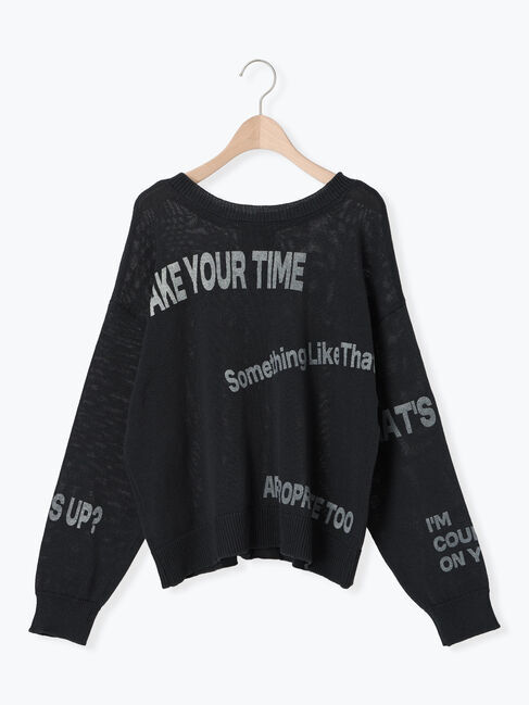 Samansa Mos2「ランダムロゴプリント前後2WAYニット」|カーディガン|