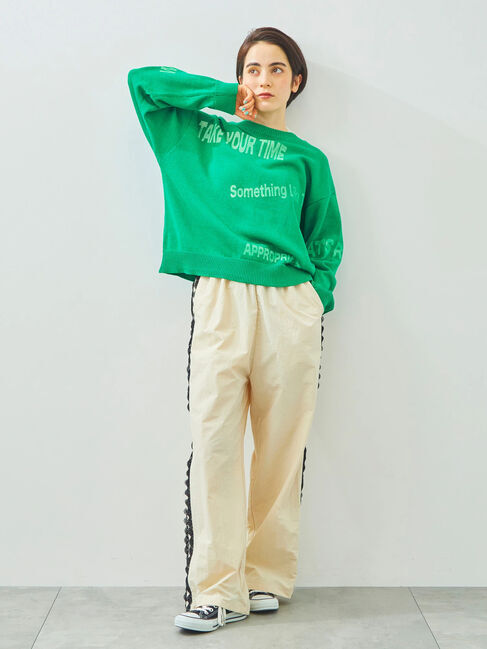 Samansa Mos2「ランダムロゴプリント前後2WAYニット」|カーディガン|